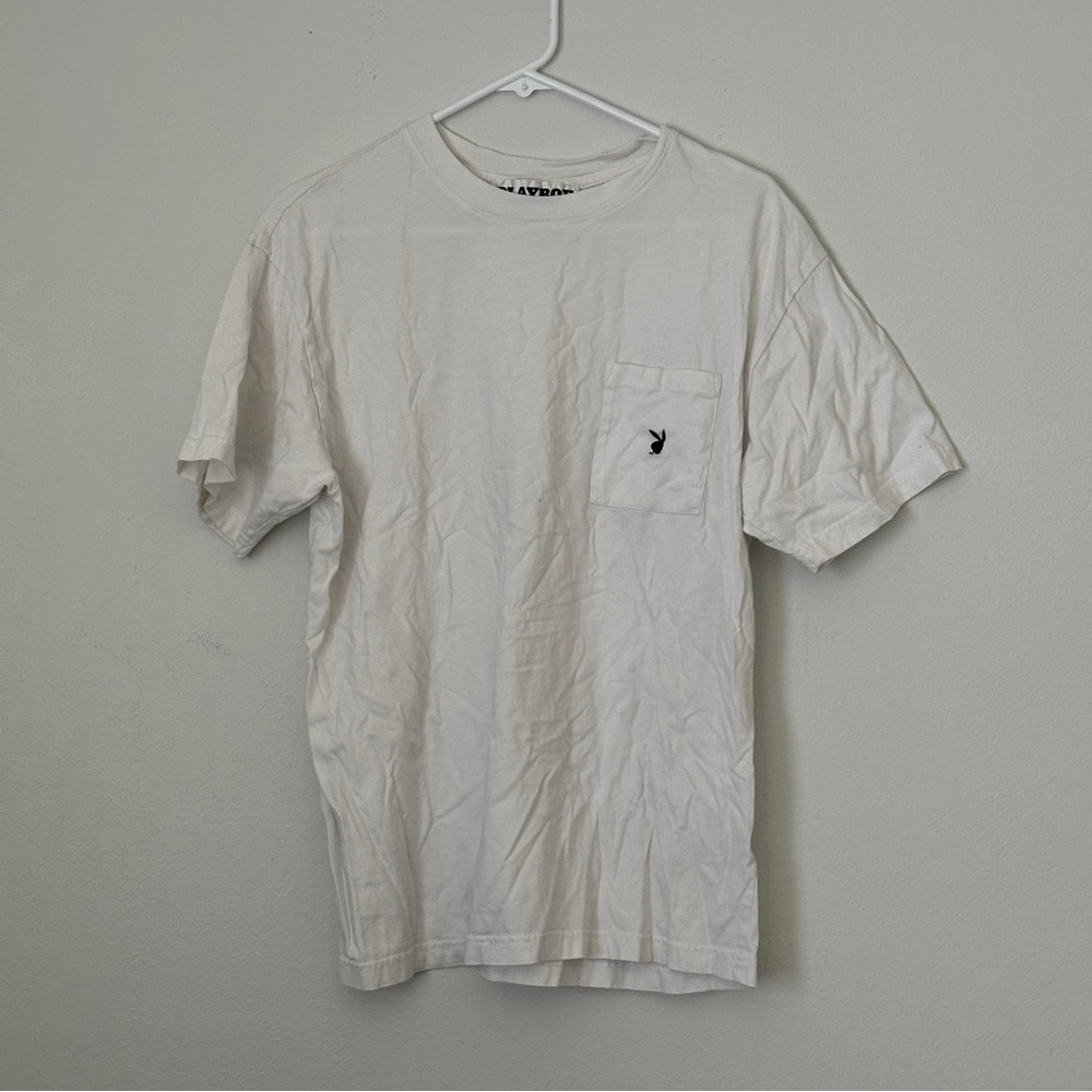White Playboy Pacsun Pocket Tee